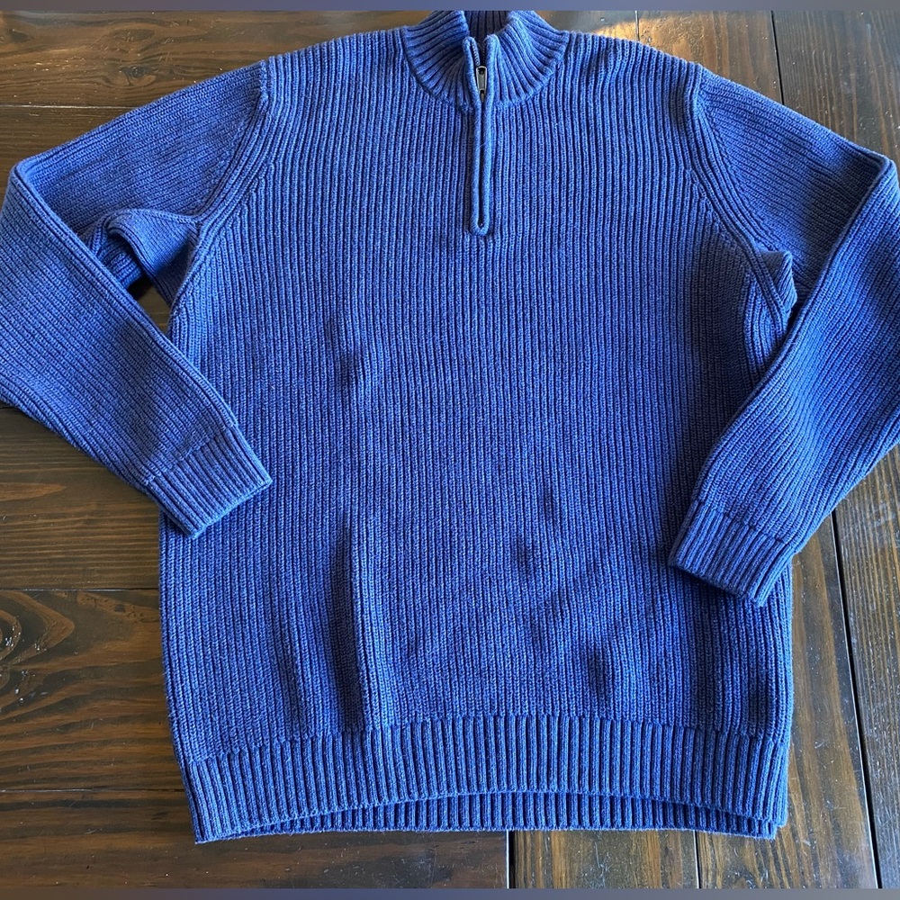 Duluth XL Tall Long Sleeve 1/4 Zip Sweater Blue 100% Cotton